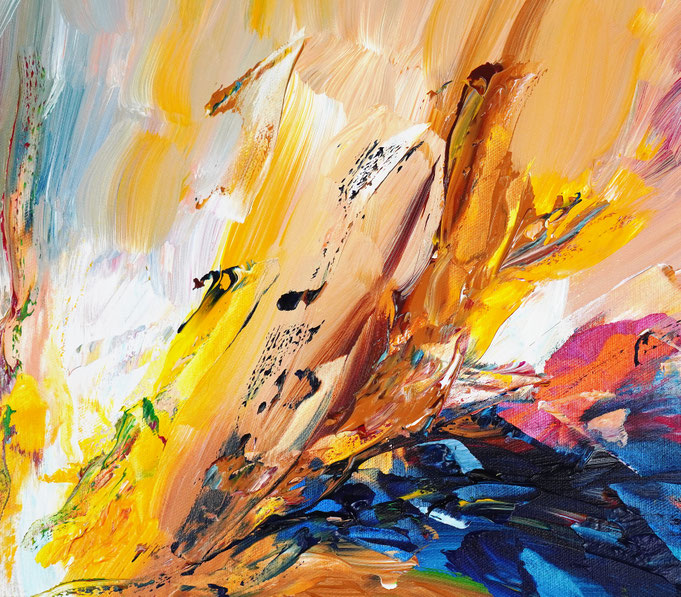 Detail des abstrakten, großen Gemäldes vom Kunstmaler Peter Nottrott