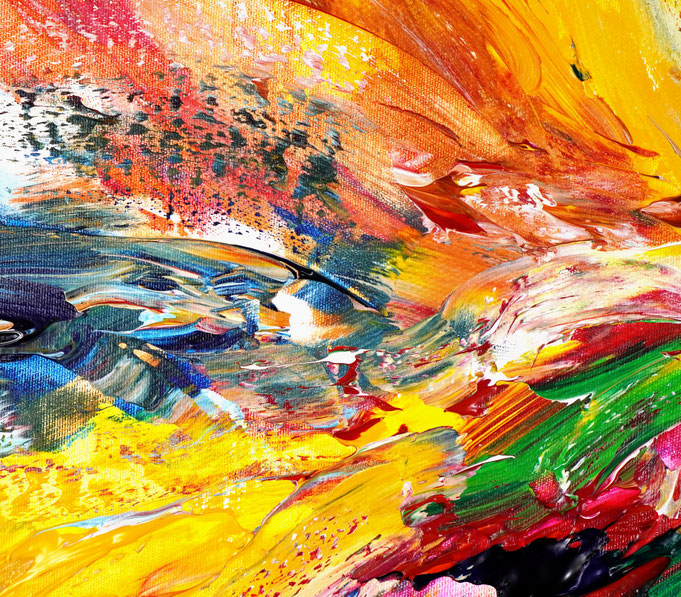 Detail des abstrakten, großen Gemäldes vom Kunstmaler Peter Nottrott