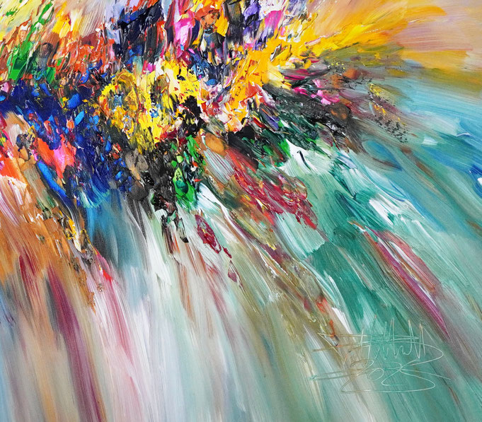Detail aus dem abstrakten Gemälde des Kunstmalers Peter Nottrott
