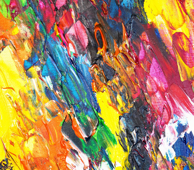 Detailfoto des abstrakten, vielfarbigen Gemäldes A Special Day L 5 im Hochformat von dem Kunstmaler Peter Nottrott
