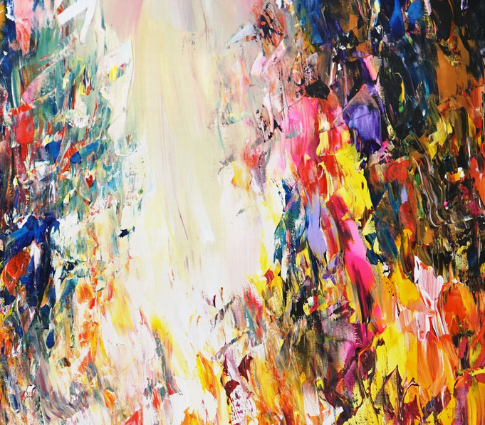 Detail des intensiven, abstrakten Gemäldes