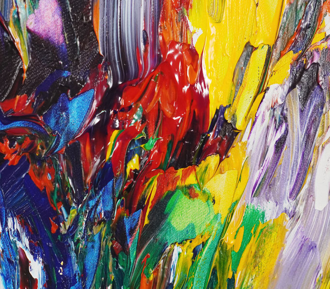 Detail des abstrakten, großen Gemäldes vom Kunstmaler Peter Nottrott