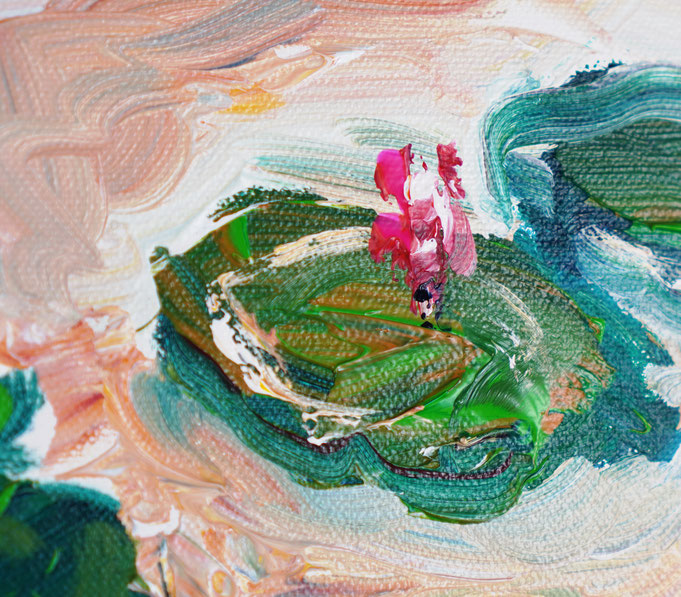 Detail des floralen, abstrahierten Acrylgemädes auf Leinwand vom Kunstmaler Peter Nottrott
