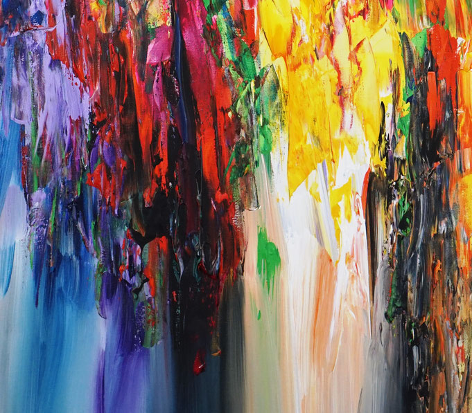 Detail des intensiven, abstrakten Gemäldes
