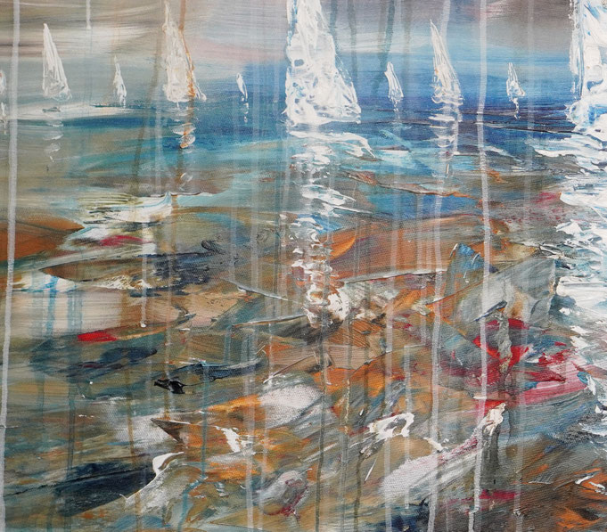 Detail des maritimen Segelbootgemäldes