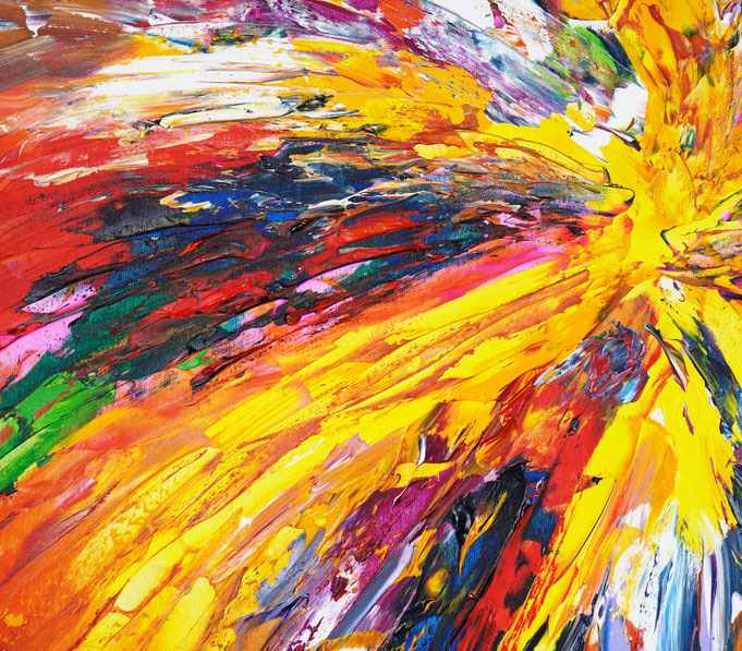 Detail des abstrakten, rot bunten Gemäldes
