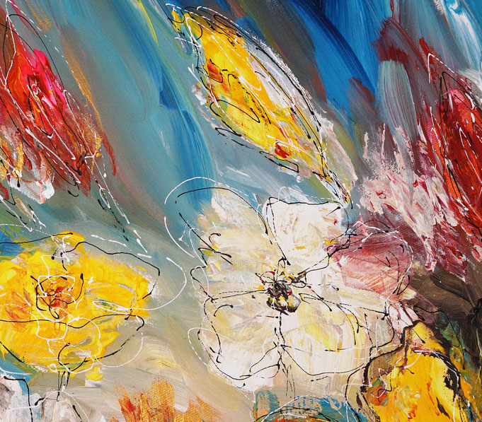Detail des floralen Gemälde des Künstlers Peter Nottrott