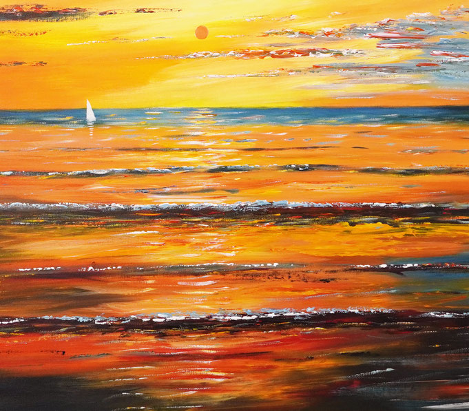 Detailfoto des Gemäldes "Romantic Seaside Sailing M 1", Acryl auf Leinwand