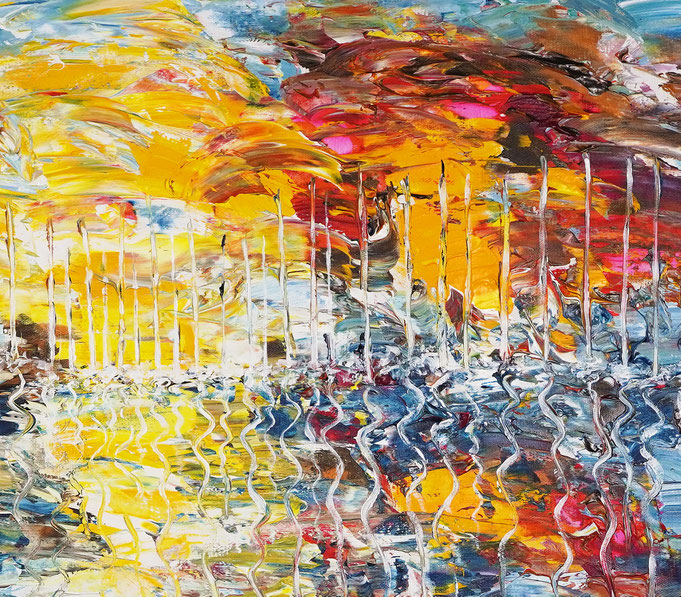 Detailfoto des Gemäldes "Romantic Seaside Sailing M 1", Acryl auf Leinwand