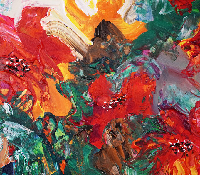 Detail des abstrahierten Sommerblumengemäldes