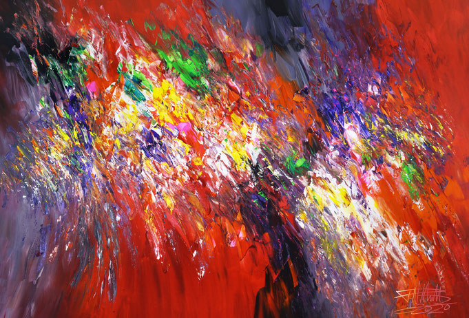 Abstraktes, modernes Gemälde rot