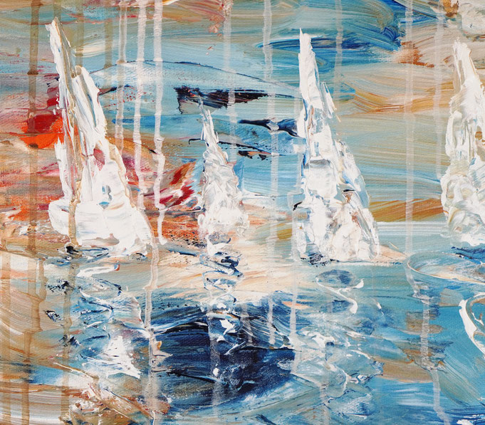 Detail des maritimen Segelbootgemäldes