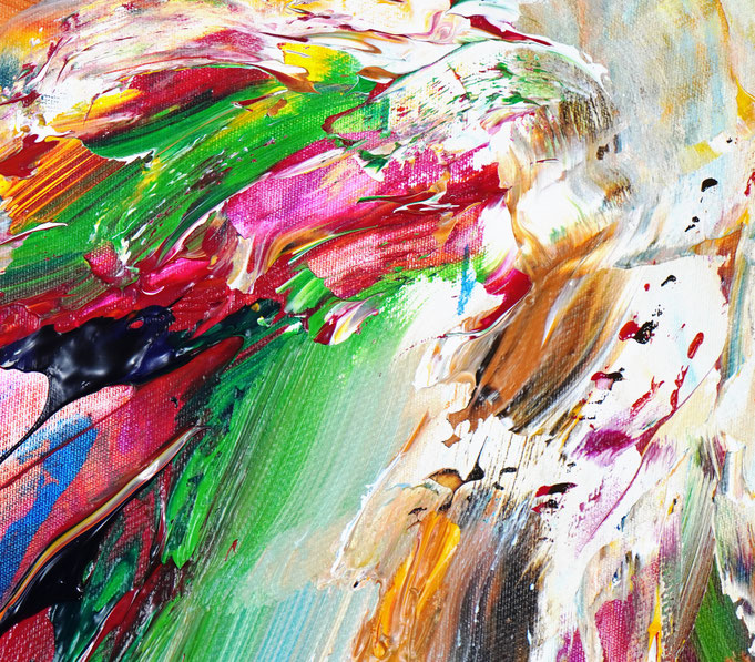 Detail des abstrakten, großen Gemäldes vom Kunstmaler Peter Nottrott