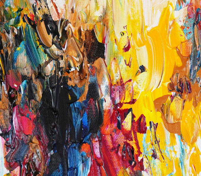 Detail des abstrakten, lebhaften Acrylgemäldes