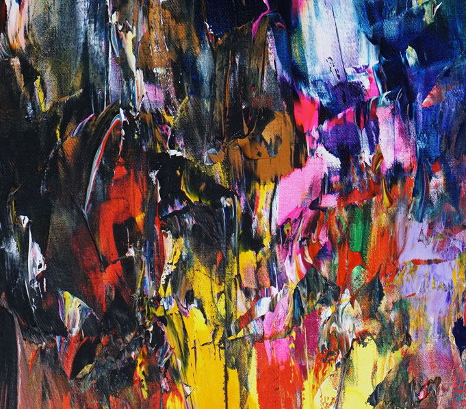 Detail des intensiven, abstrakten Gemäldes