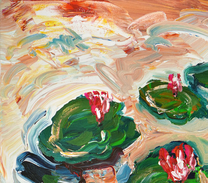Detail des floralen, abstrahierten Acrylgemädes auf Leinwand vom Kunstmaler Peter Nottrott