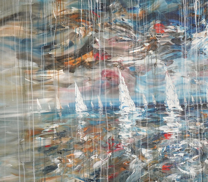 Detail des maritimen Segelbootgemäldes