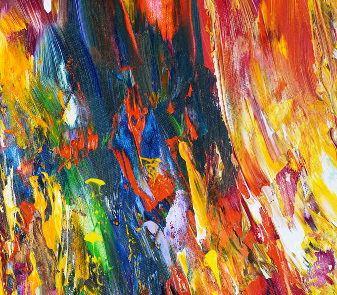 Detail des rot bunten, abstrakten Gemäldes