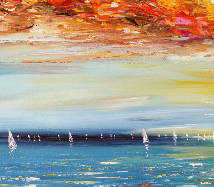Detail des maritimen Segelbootgemäldes
