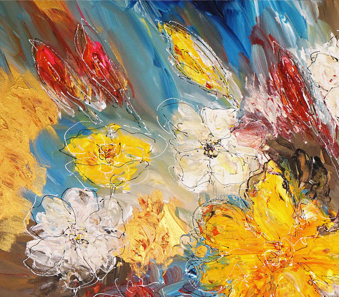 Detail des floralen Gemälde des Künstlers Peter Nottrott