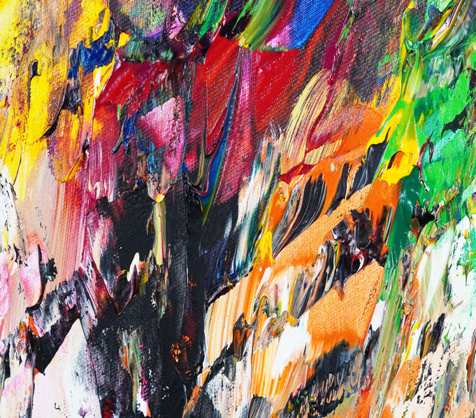 Detail des abstrakten, großen Gemäldes vom Kunstmaler Peter Nottrott