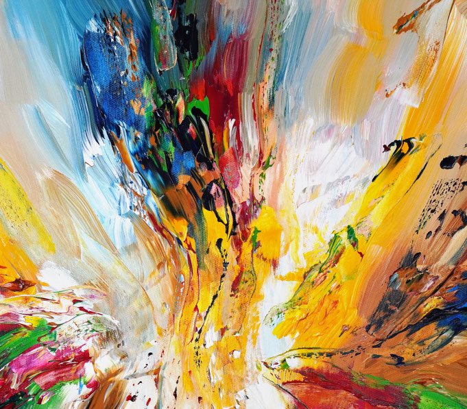 Detail des abstrakten, großen Gemäldes vom Kunstmaler Peter Nottrott