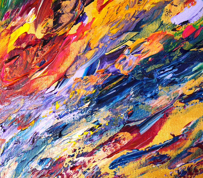 Detailfoto des abstrakten, gold bunten Gemälde Gold Pieces L 1 vom Kunstmaler Peter Nottrott