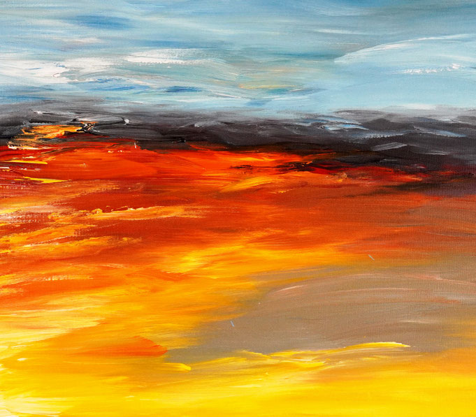 Detail des Sonnenuntergangsgemälde am Meer