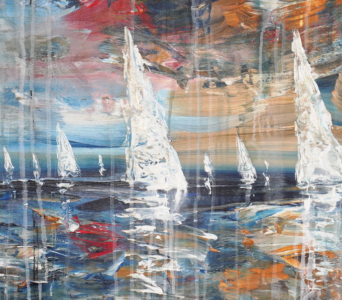 Detail des maritimen Segelbootgemäldes