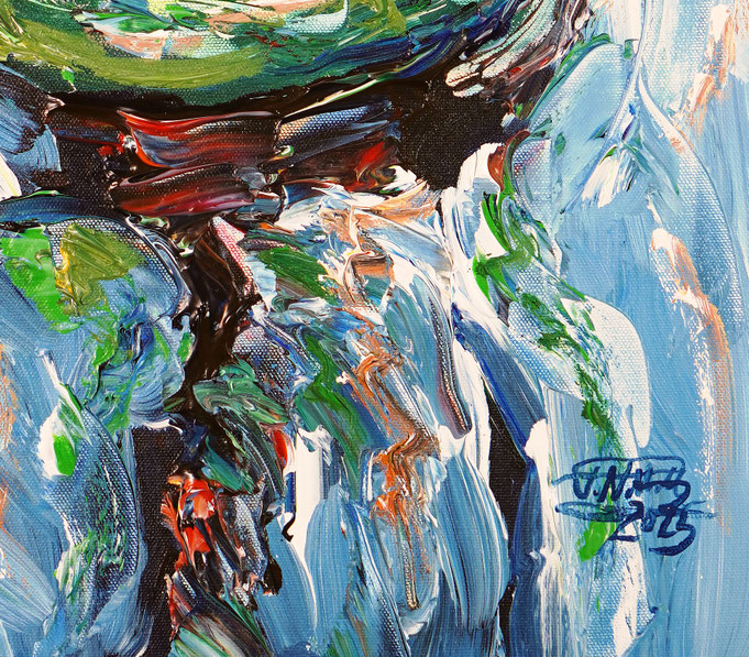 Detail des floralen, abstrahierten Acrylgemädes auf Leinwand vom Kunstmaler Peter Nottrott