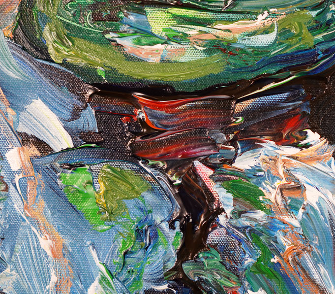 Detail des floralen, abstrahierten Acrylgemädes auf Leinwand vom Kunstmaler Peter Nottrott