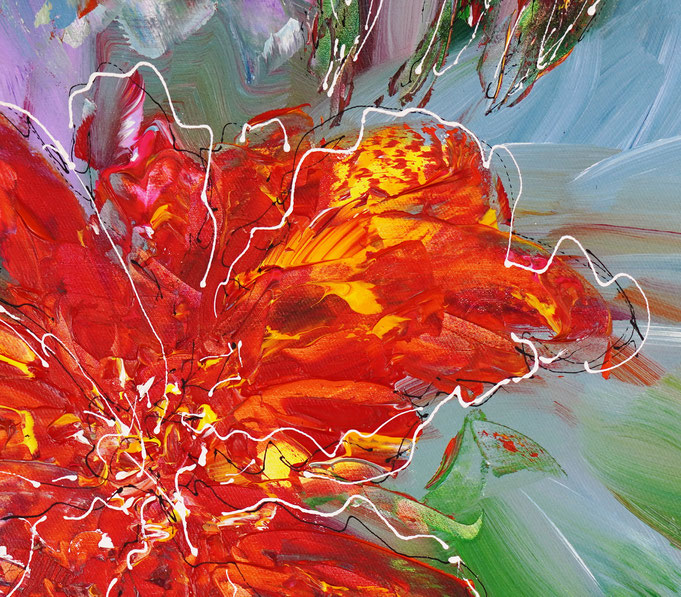 Detail des floralen Gemälde des Künstlers Peter Nottrott