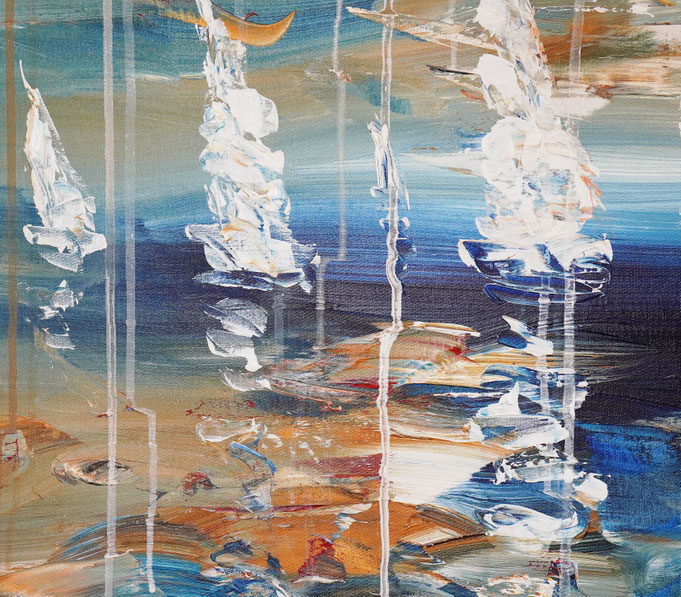 Detail des maritimen Segelbootgemäldes