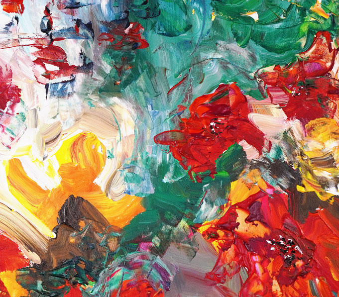 Detail des abstrahierten Sommerblumengemäldes