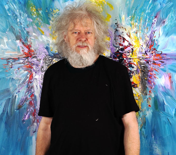 Kunstmaler Peter Nottrott mit seinem maritimen Gemälde Seaside Rendezvous M 6