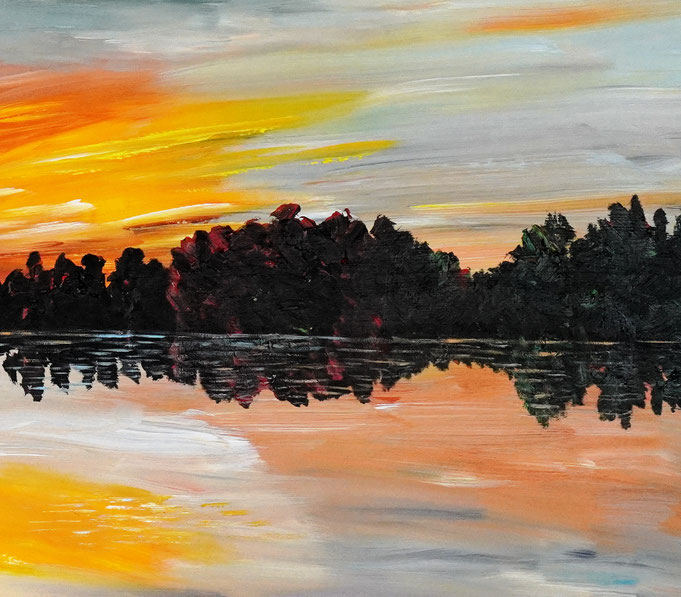 Detail des großen Sonnenuntergangsgemäldes