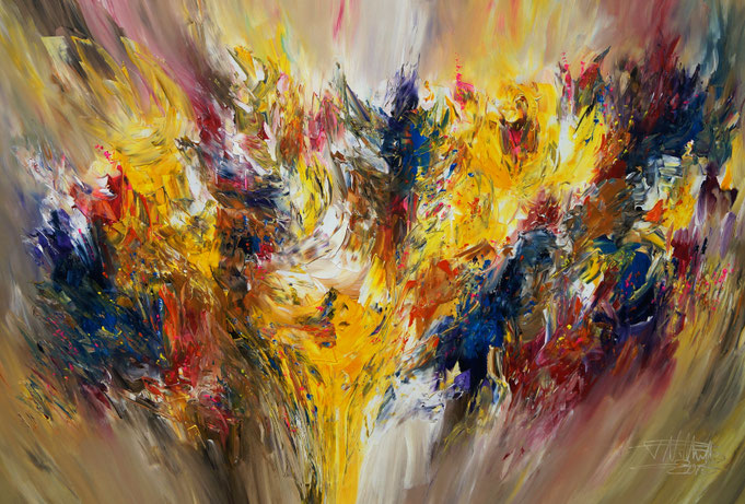 Abstraktes, modernes Gemälde. Original in Acrylfarben auf Leinwand. 