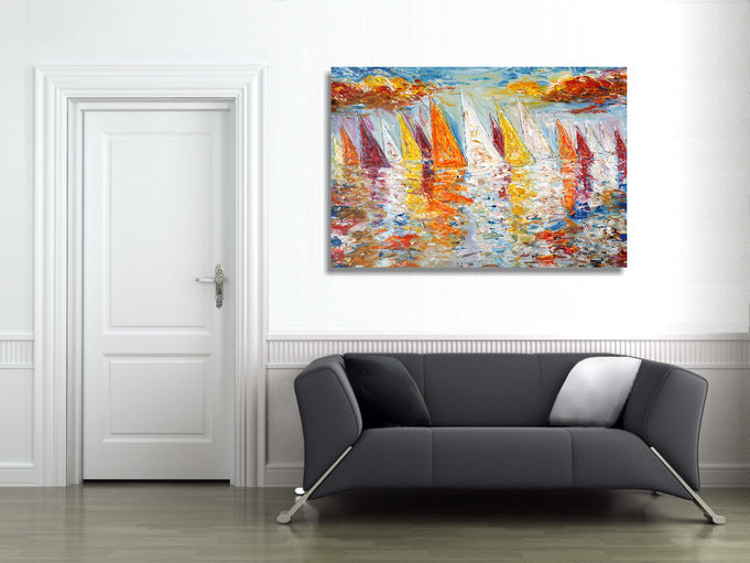 peter nottrott, Originalgemälde, acryl, blau,  maritim, Meer, Wasser, Wind, Wellen 