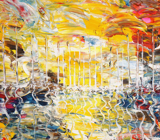 Detailfoto des Gemäldes "Romantic Seaside Sailing M 1", Acryl auf Leinwand