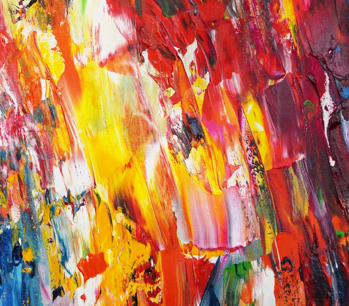 Detailfoto des abstrakten, vielfarbigen Gemäldes A Special Day L 6 im Hochformat von dem Kunstmaler Peter Nottrott