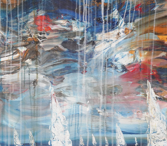 Detail des maritimen Segelbootgemäldes