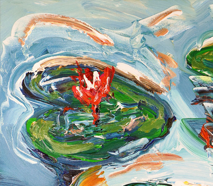 Detail des floralen, abstrahierten Acrylgemädes auf Leinwand vom Kunstmaler Peter Nottrott