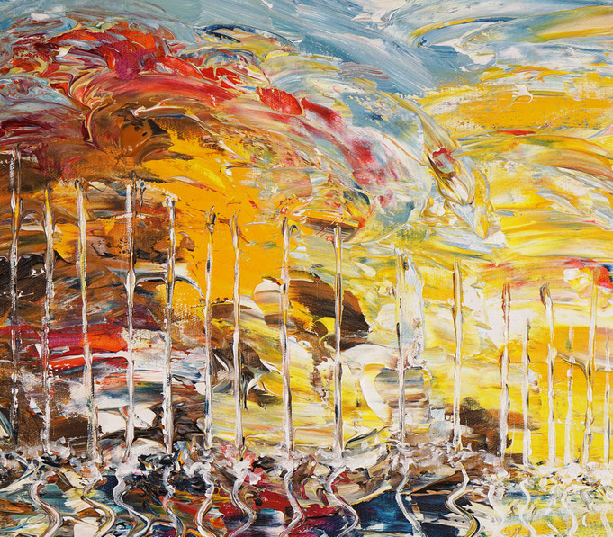 Detailfoto des Gemäldes "Romantic Seaside Sailing M 1", Acryl auf Leinwand
