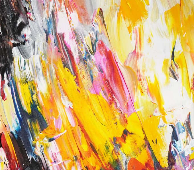 Detailfoto des abstrakten, vielfarbigen Gemäldes A Special Day L 6 im Hochformat von dem Kunstmaler Peter Nottrott