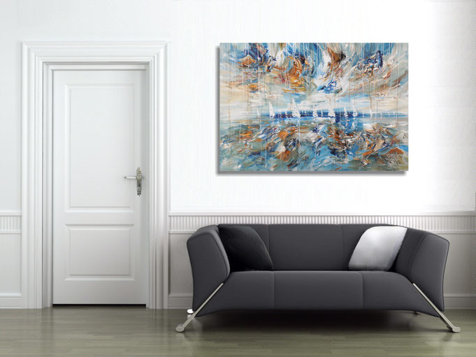 peter nottrott, Originalgemälde, acryl, blau,  maritim, Meer, Wasser, Wind, Wellen 