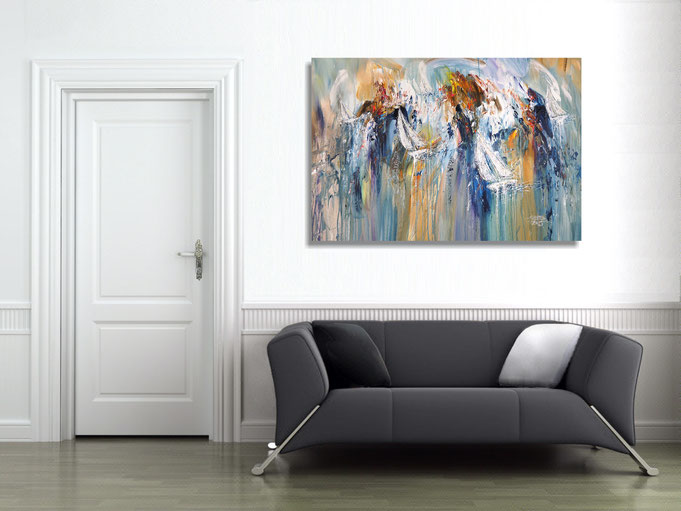 peter nottrott, Originalgemälde, acryl, blau,  maritim, Meer, Wasser, Wind, Wellen 