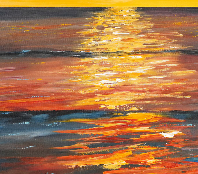 Detail des Sonnenuntergangsgemälde am Meer