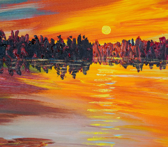 Detail des großen Sonnenuntergangsgemäldes