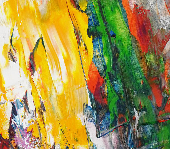 Detailfoto des abstrakten, vielfarbigen Gemäldes A Special Day L 6 im Hochformat von dem Kunstmaler Peter Nottrott