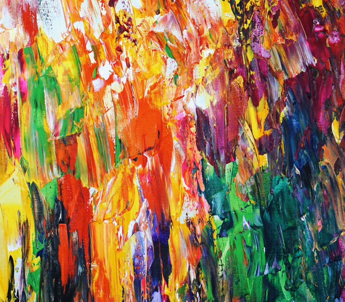 Detail des intensiven, abstrakten Gemäldes